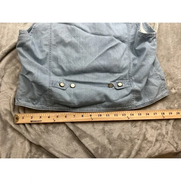 Liz wear Liz Claiborne Denim Western Vest Size M Blue Floral Patchwork Button - Picture 15 of 15